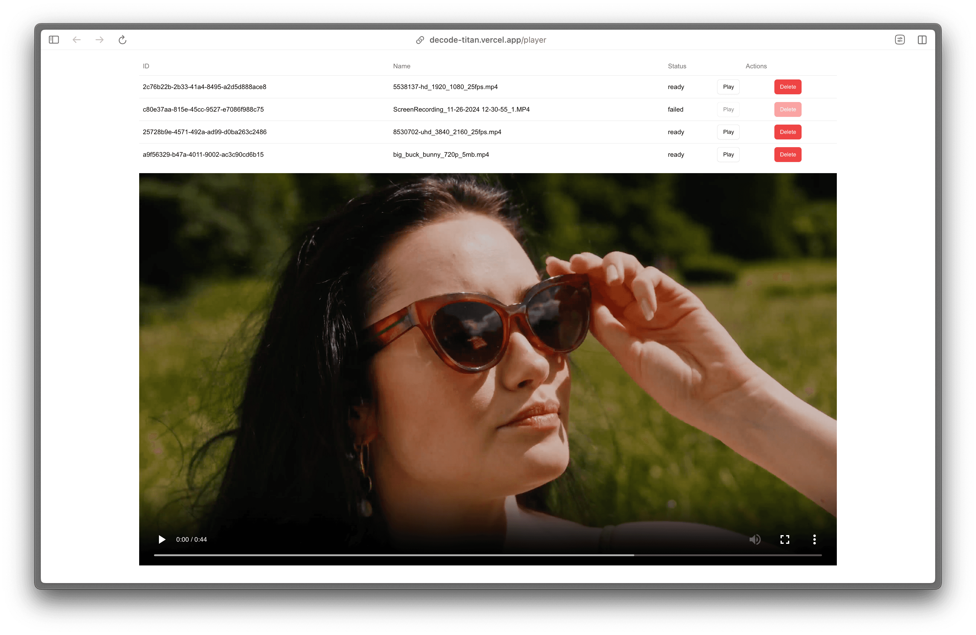 Decode Titan video platform dashboard